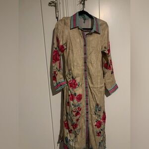 Bl^nk Floral Beige and Pink Women's Dress